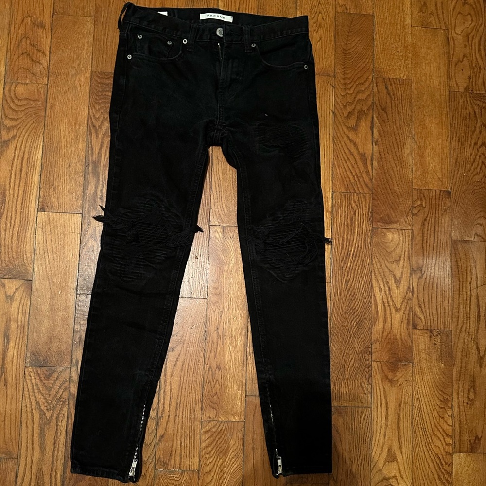 Pacsun Black skinniest jeans with ankle zipper men 29x30